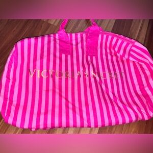 Victoria's Secret Pink and Gold Striped Bag